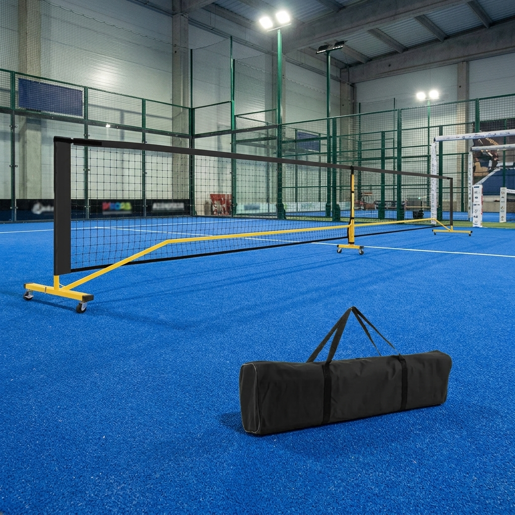 Filet padel à roulettes 6,7 m - Format officiel, structure pro