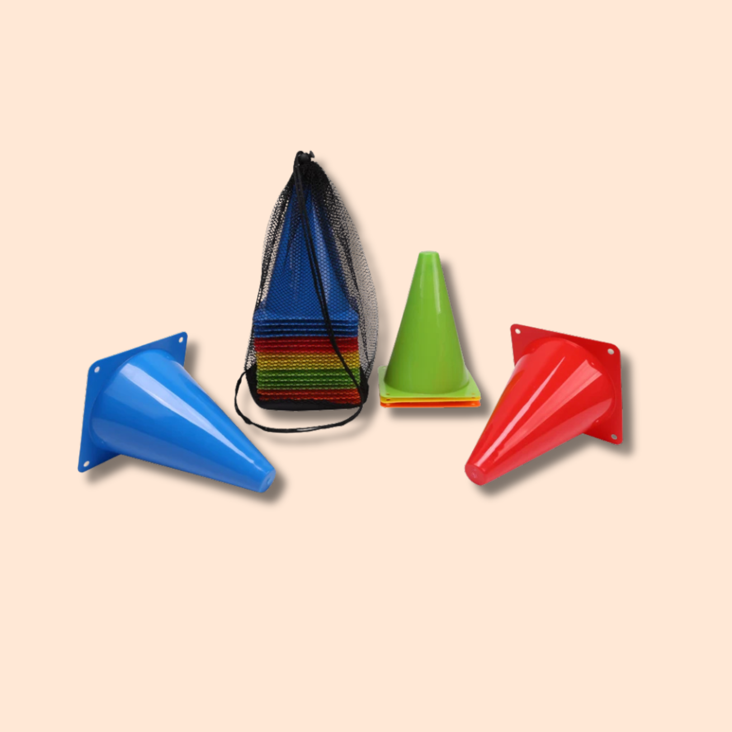 Plots d'entraînement padel - Lot de 25 cônes 5 couleurs